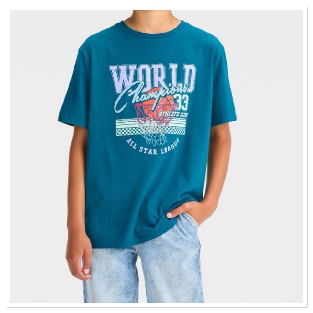 Boy’s Basketball World Champion Short Sleeve Graphic T-Shirt art class
